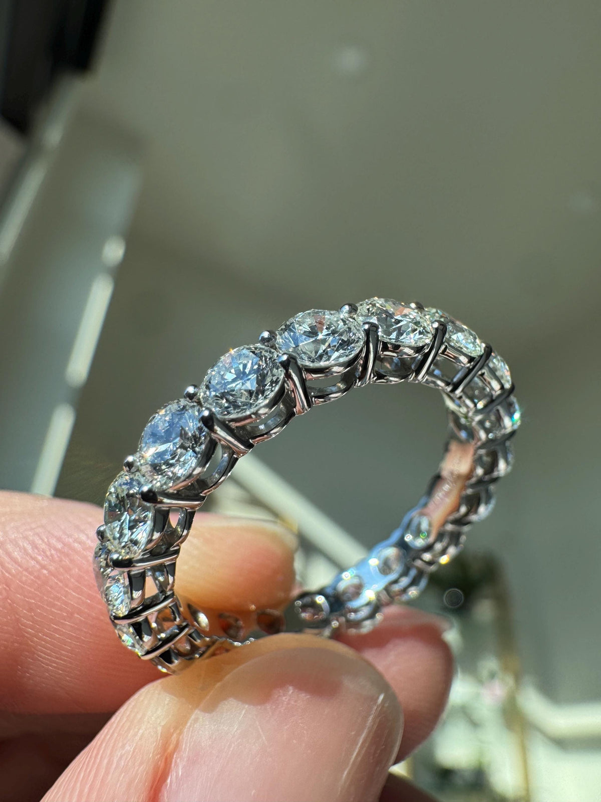 Platinum 3.59ctw Natural Diamond Eternity Band