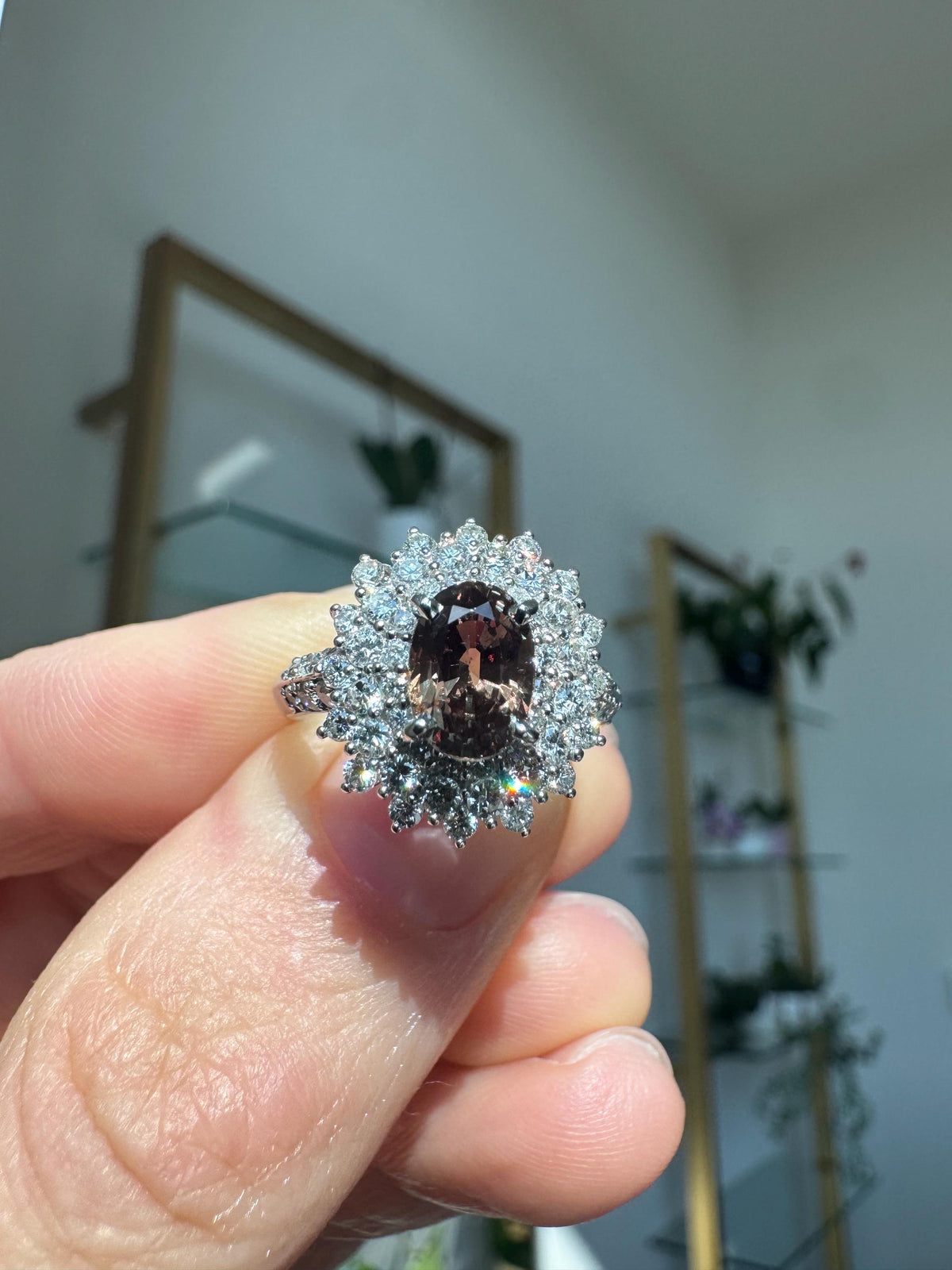 Color Changing Natural 1.50 Carat Alexandrite & Diamond Platinum Ring