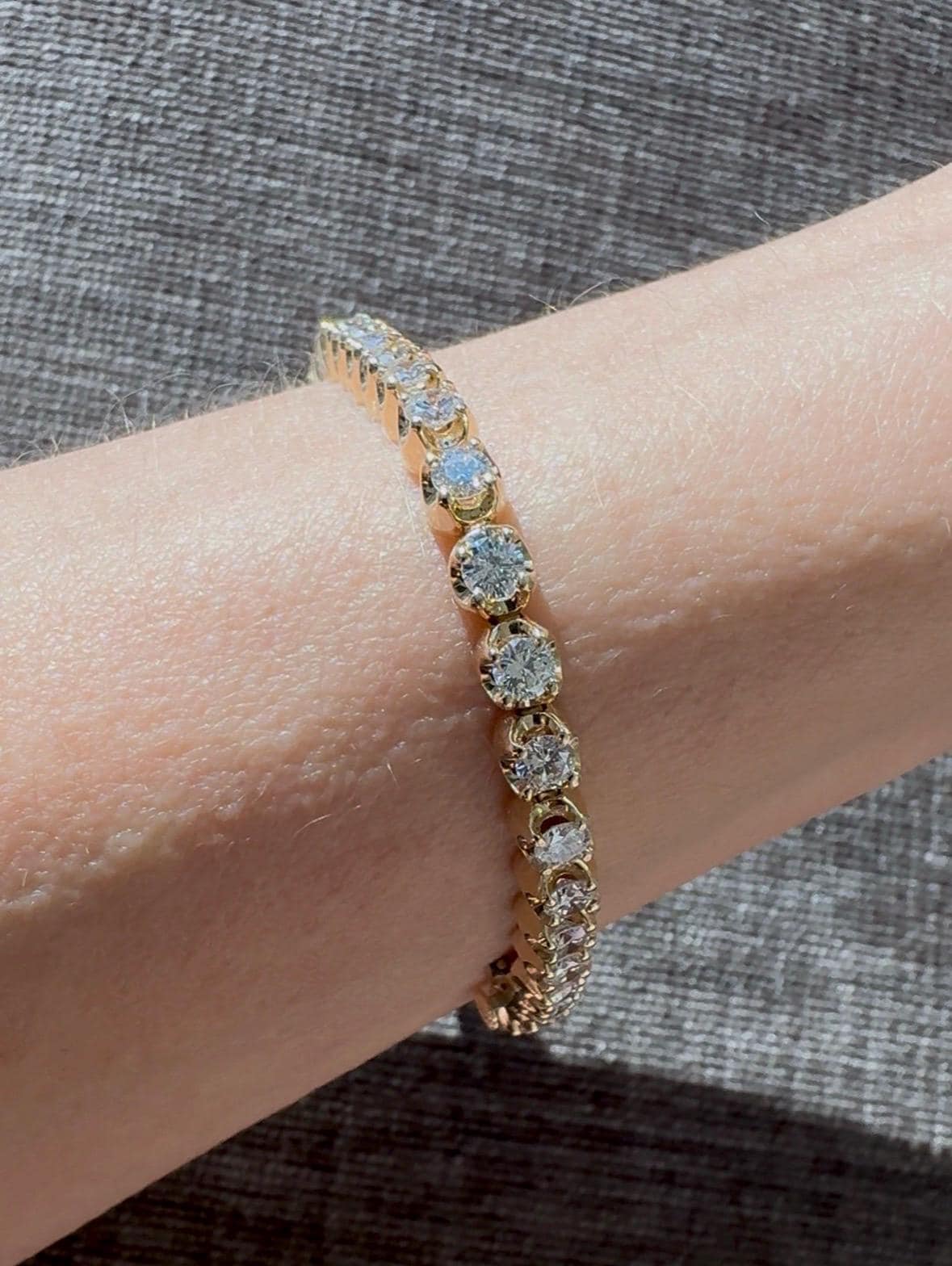 5 CTW Natural Diamond Tennis Bracelet | 14K Yellow Gold Estate Jewelry