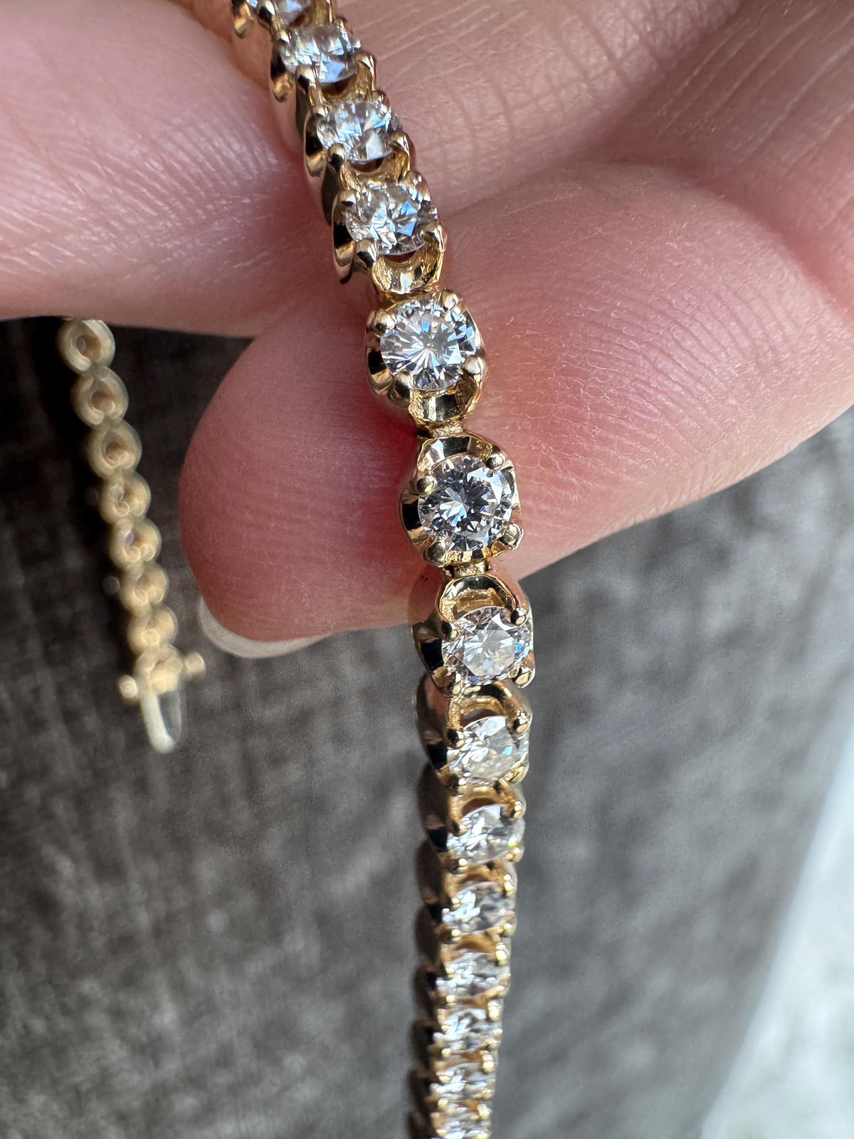 5 CTW Natural Diamond Tennis Bracelet | 14K Yellow Gold Estate Jewelry