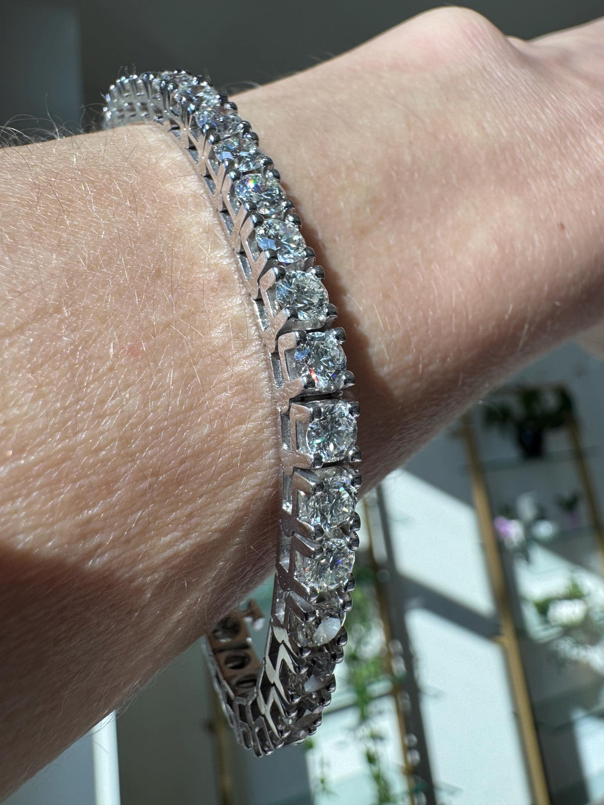 10 CTW Natural Diamond 14KWhite Gold Estate Diamond Tennis Bracelet