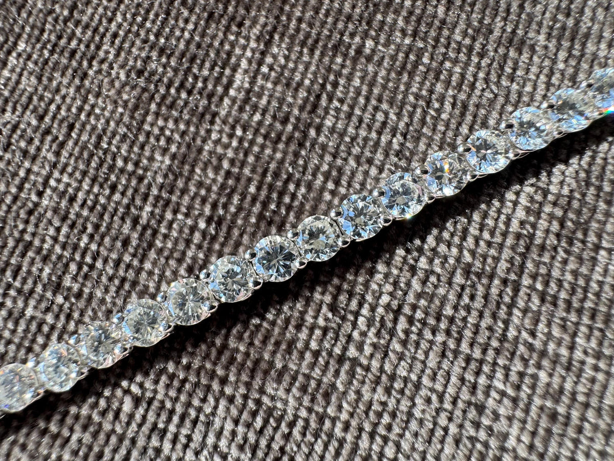 9 CTW Diamond Tennis Bracelet | 18K White Gold Shared Prong Estate Jewelry