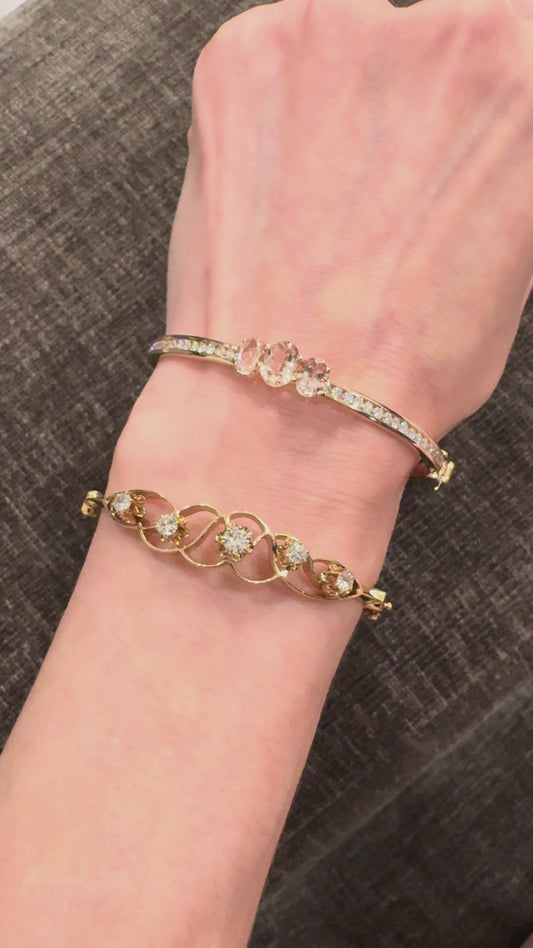 Morganite & Diamond Bangle Bracelets (Bundle)