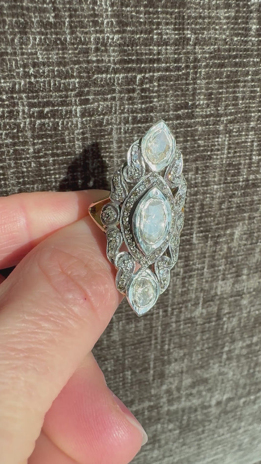 Vintage 18k Polki & Natural Diamond Ring